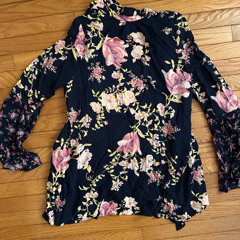 Free People Backless Floral Blouse